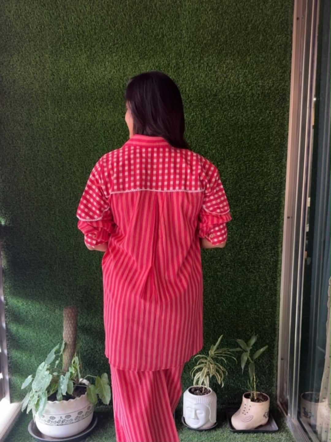 Pink Striped Cotton Co-ord Set