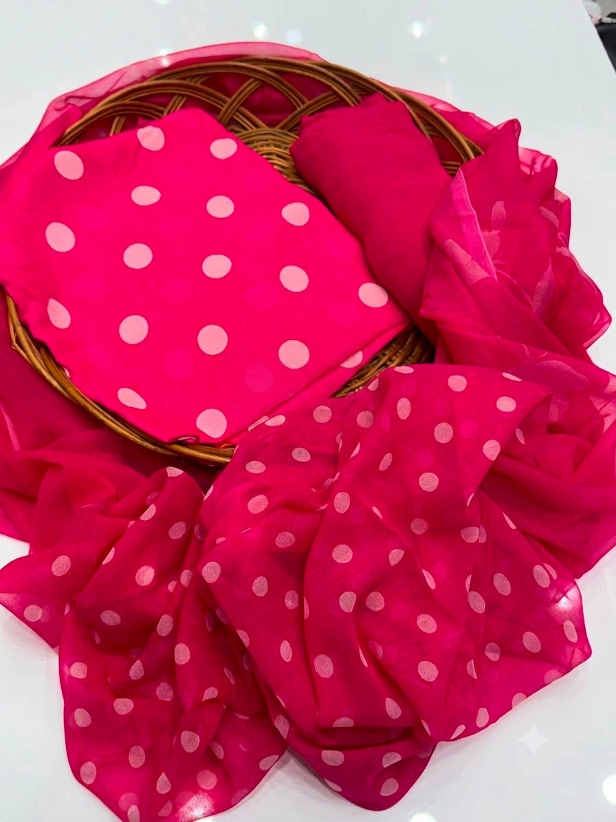 Fushia Pink Mono coloured POLKA DOTS 3 Piece Set
