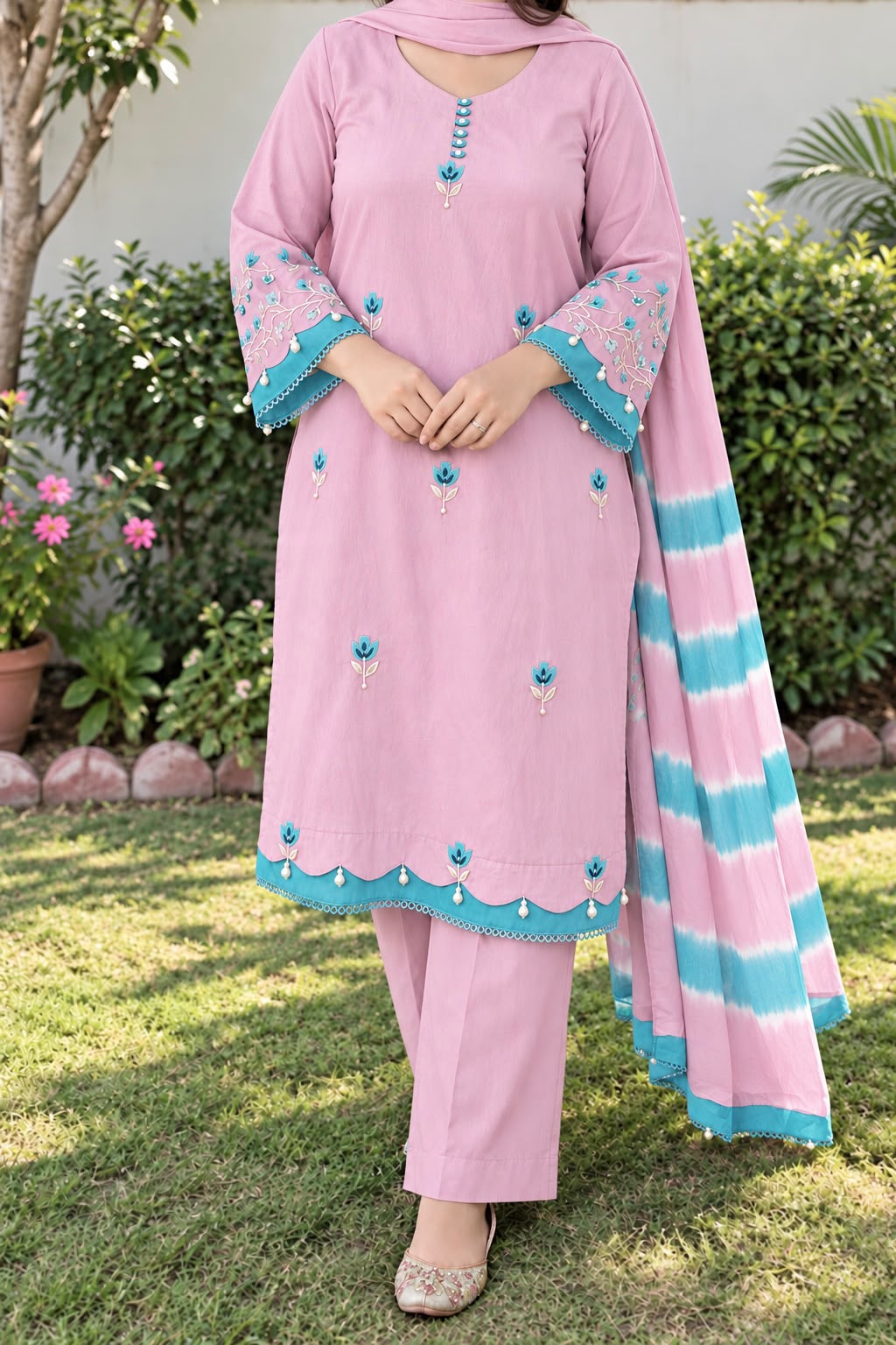 Elegant Dreamy Organza Semi-Stitched Suit Set