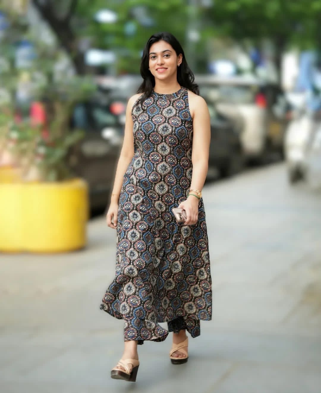 Premium Floral Fine Cotton Cut-Sleeve A-Line Co-ord Set with Palazzo