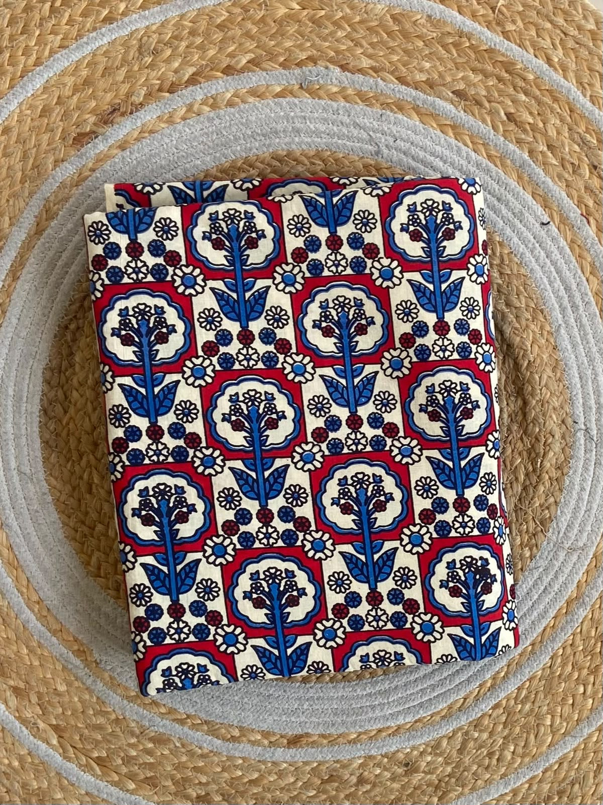 Ajrakh natural dye printed fabric