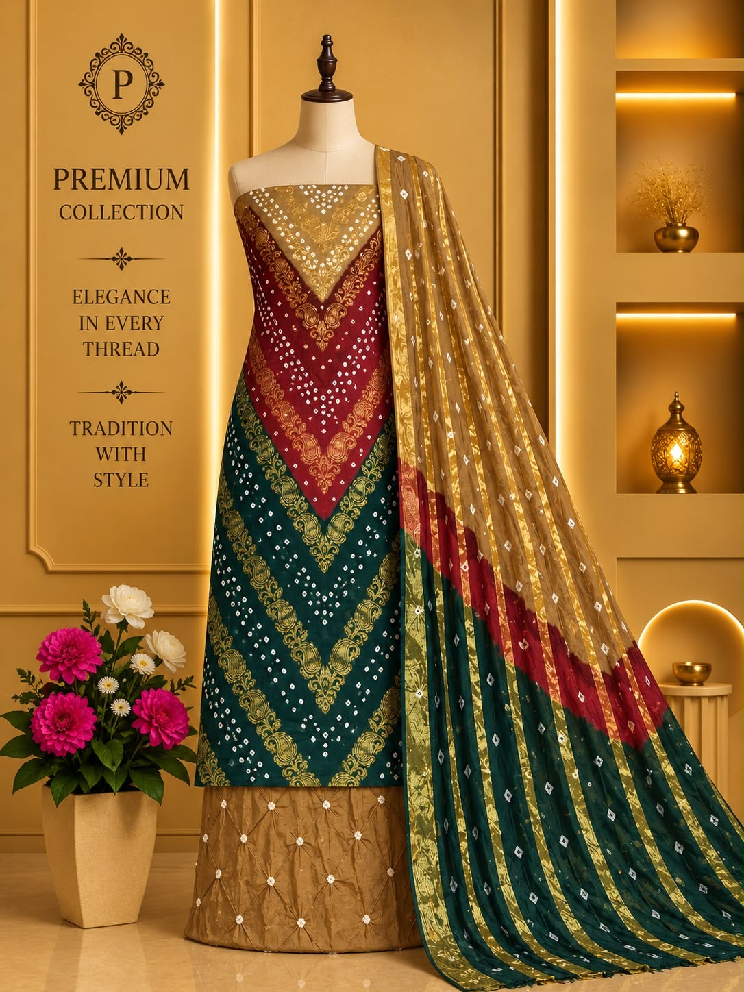 Jaam Satin Bandhani Suit