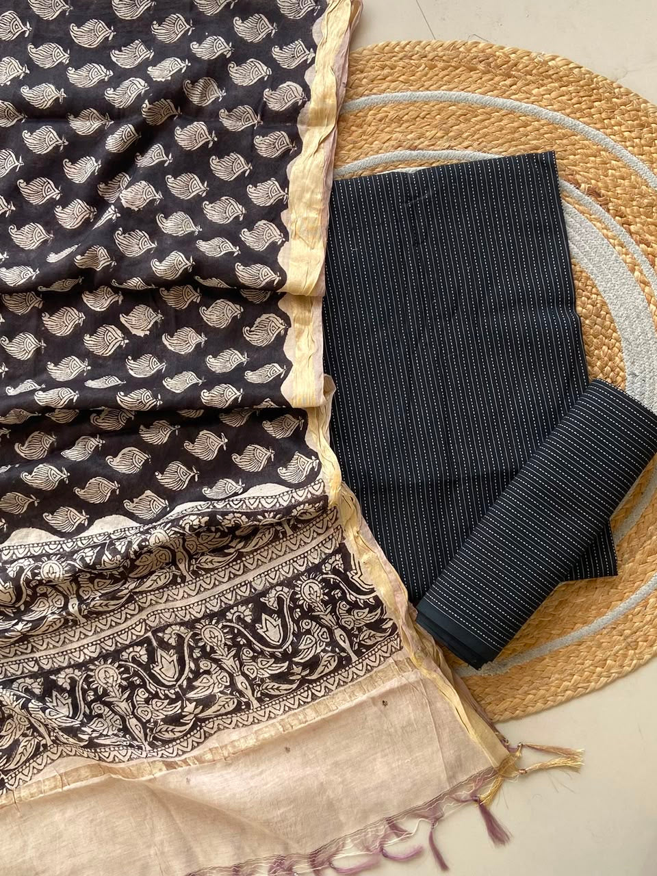Formal Black Cotton Collection Suit Set