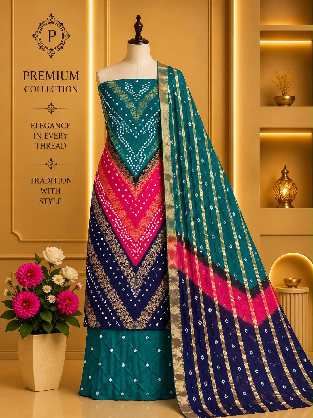Jaam Satin Bandhani Suit
