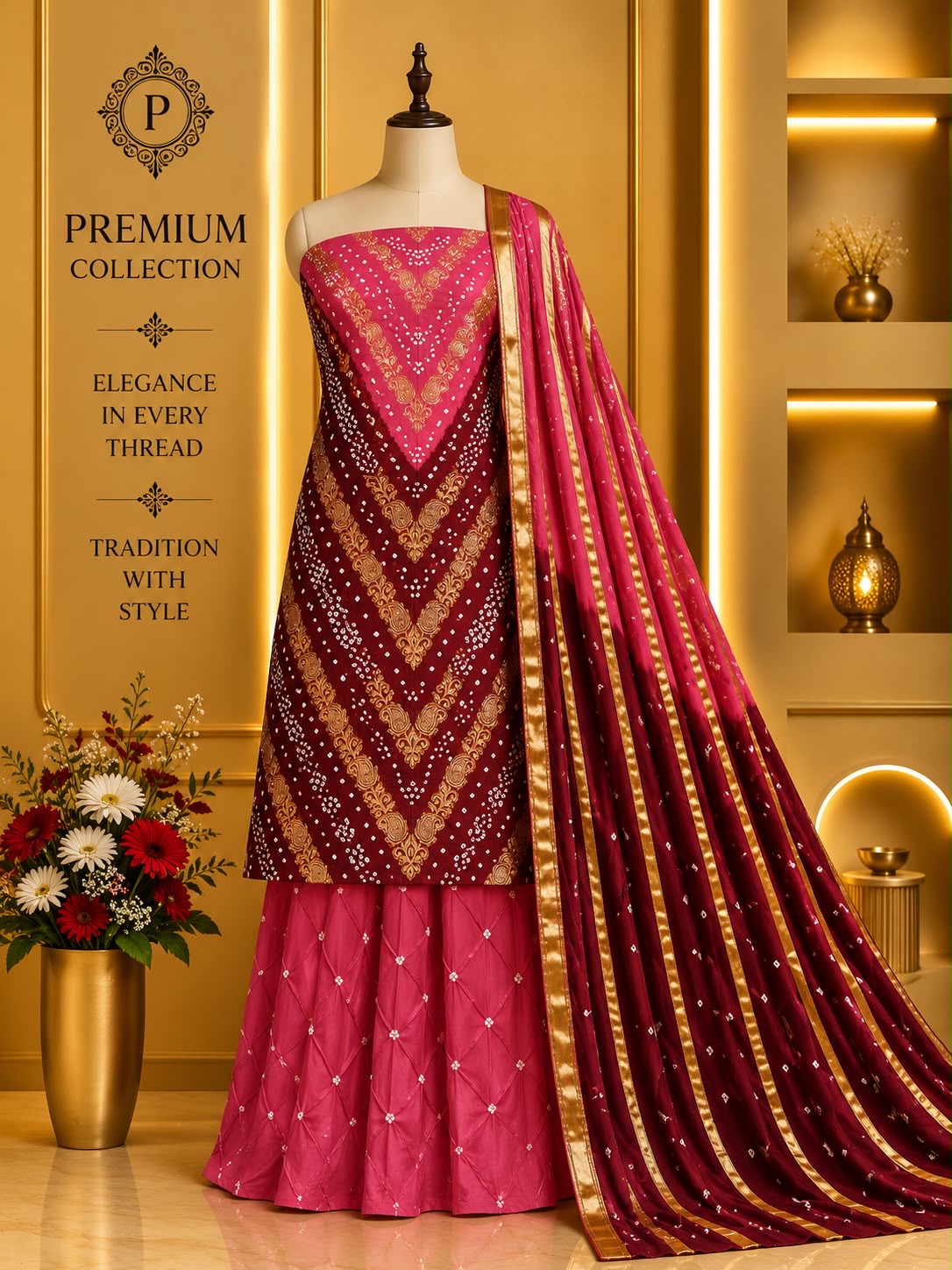 Jaam Satin Bandhani Suit