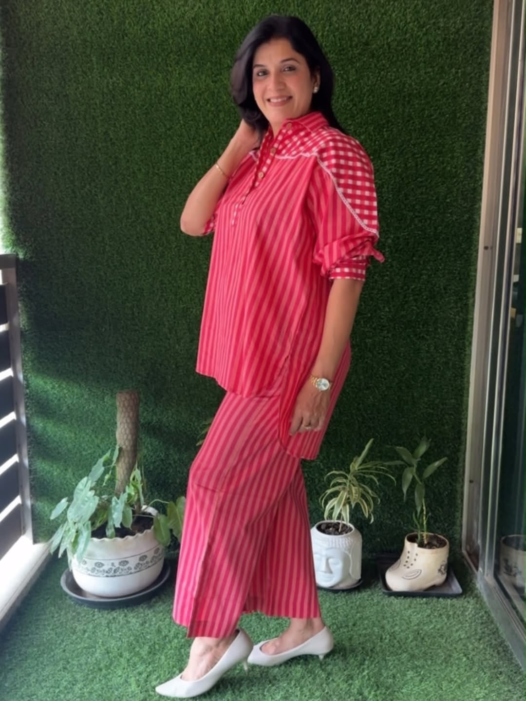 Pink Striped Cotton Co-ord Set