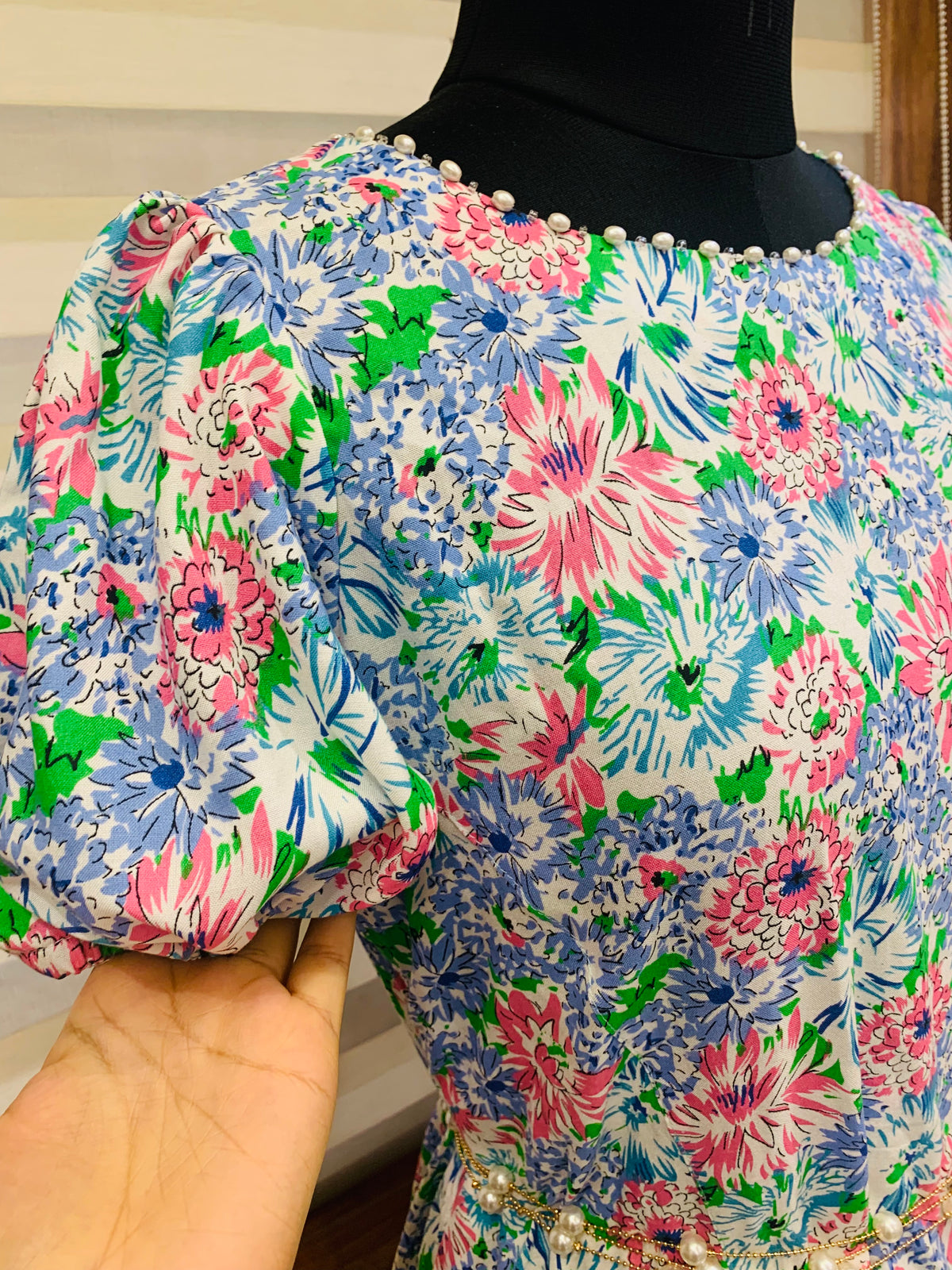 Multicolour Floral Print A-Line Midi Dress for Women