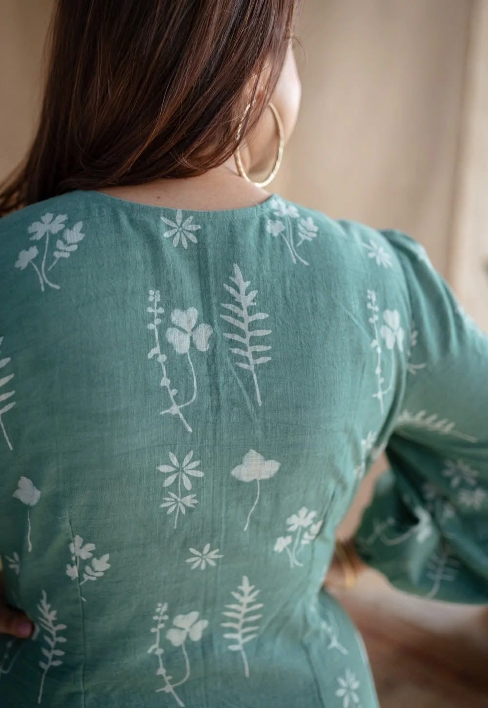 Sage Green Floral Print Maxi Dress for Women