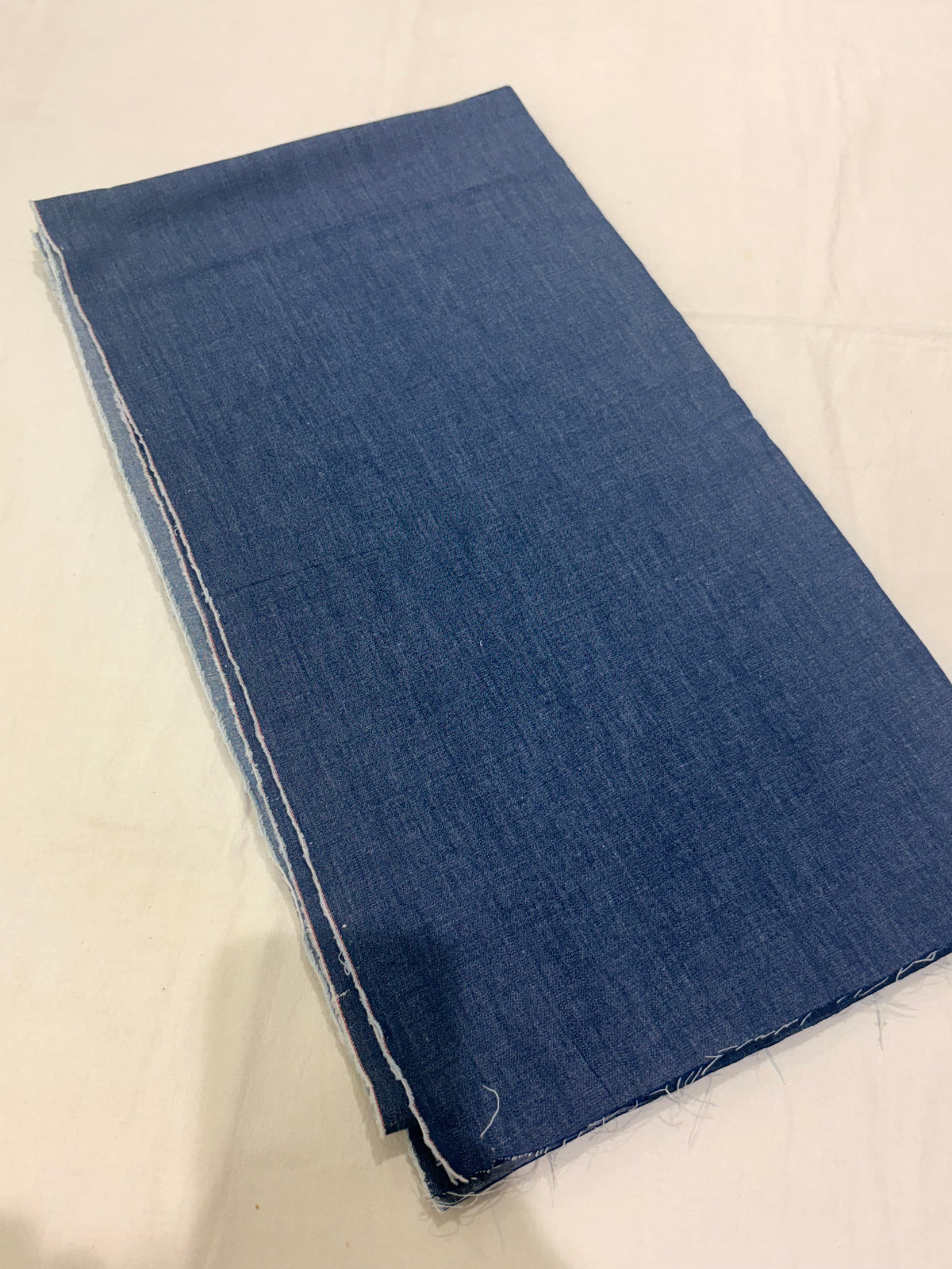 Indigo Blue Denim-Look Plain Running Material Fabric