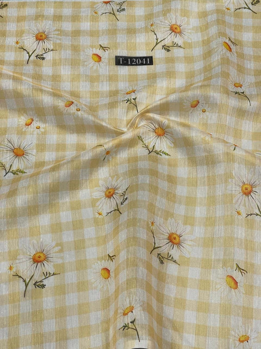 Lemon Yellow Daisy Printed Fabric for Women