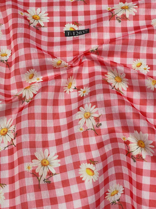 Red Daisy Printed Fabric for Women