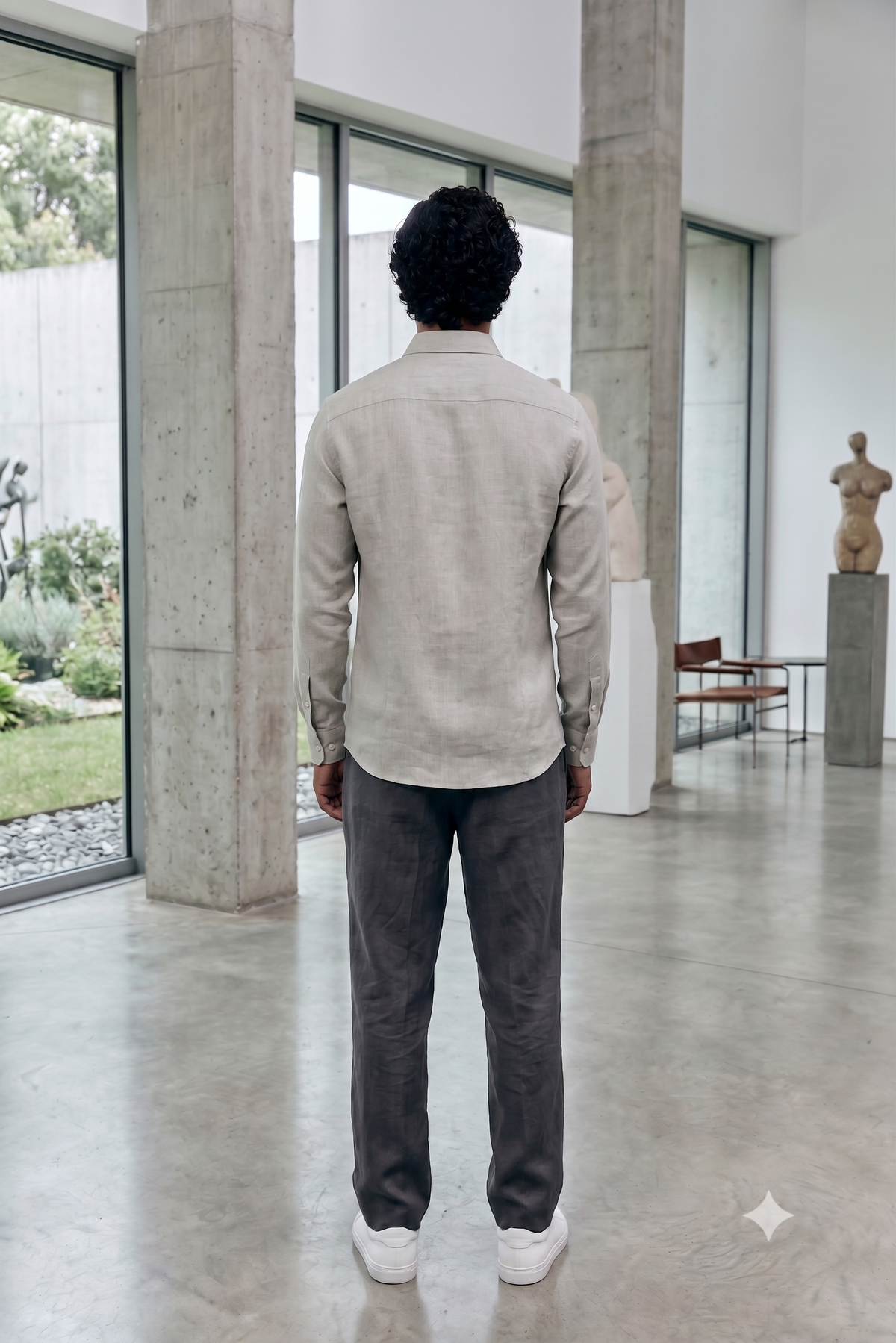 Exquisite Linen Pleat-Panel Shirt