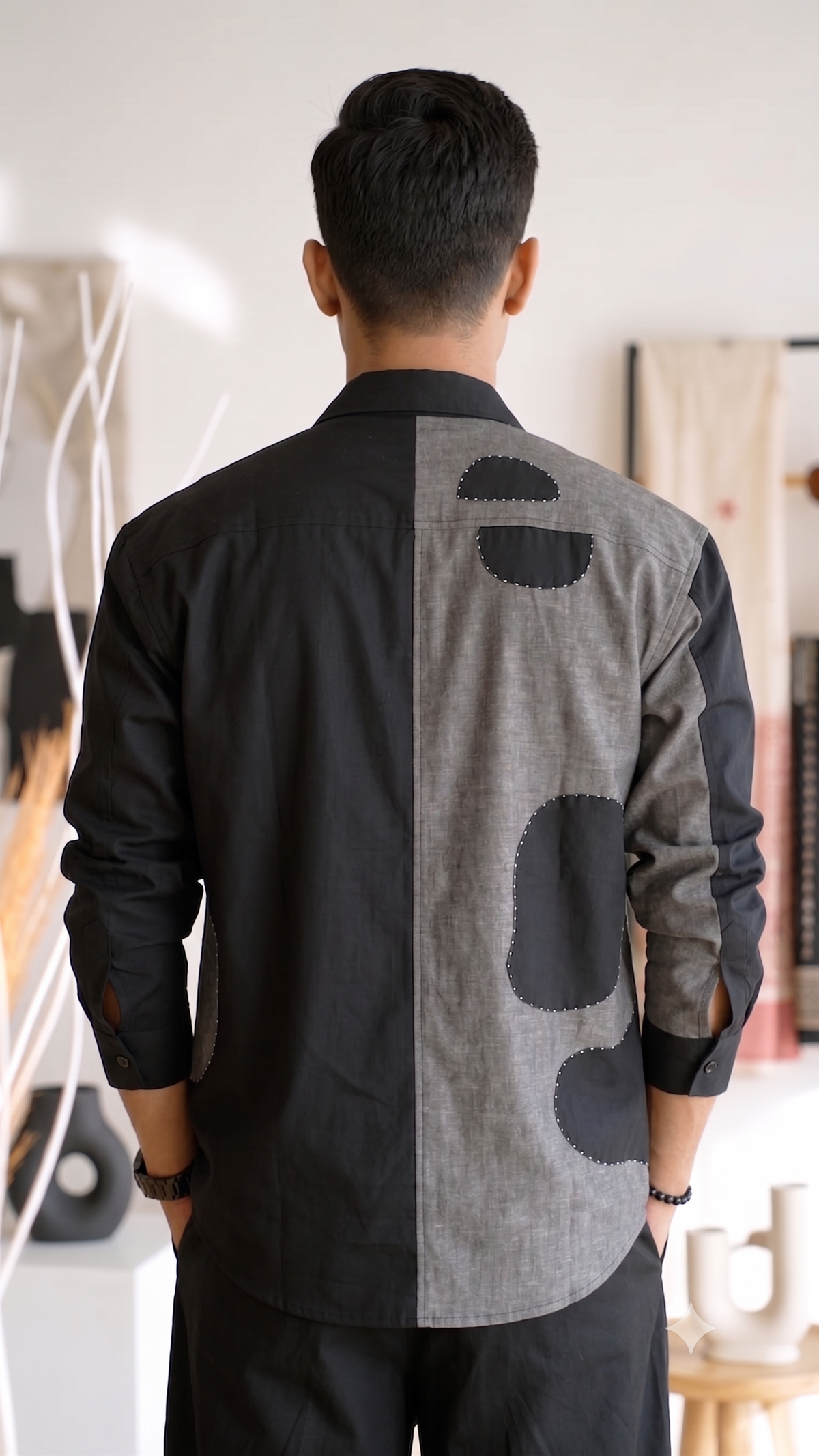 Asymmetric Appliqué Short Kurta
