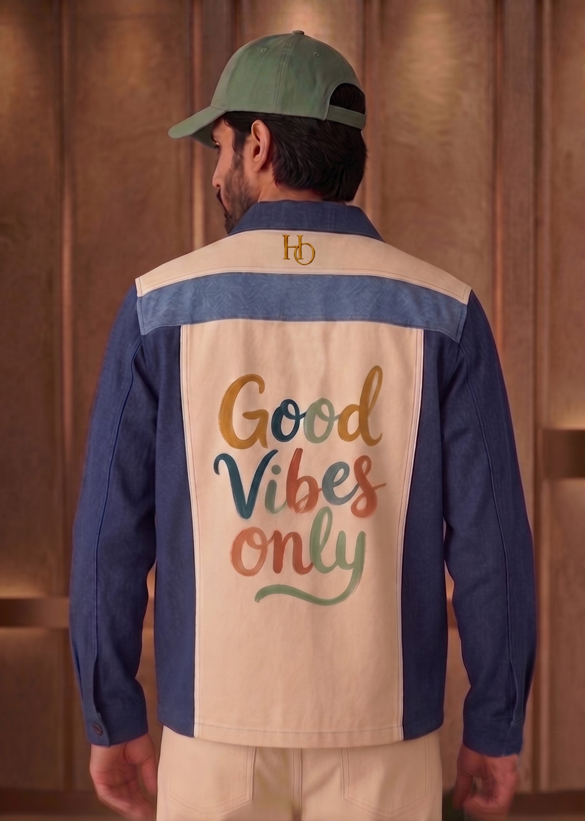 Colorblock "Good Vibes Only" Graphic Shacket