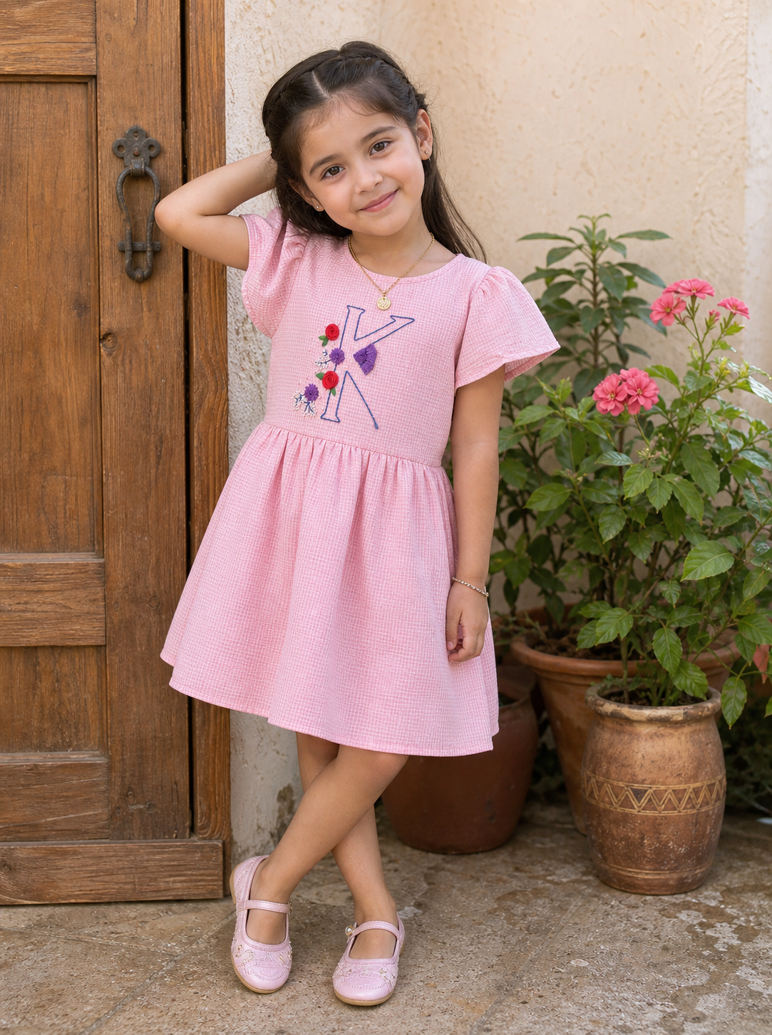 Pink Short Dress For Kids