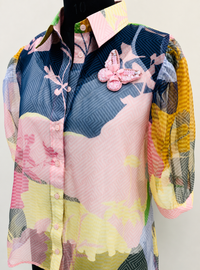 Women’s Pastel Floral Printed Embellished Straight Kurti