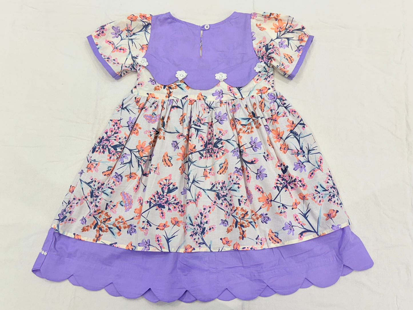 Lavender Floral Printed Party Dress for Girls