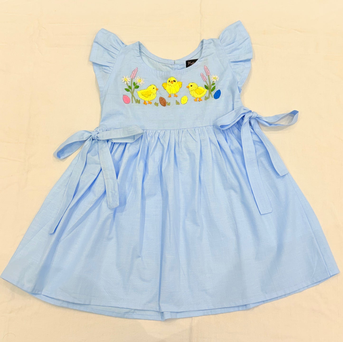 Sky Blue Embroidered Cotton Dress for Girls
