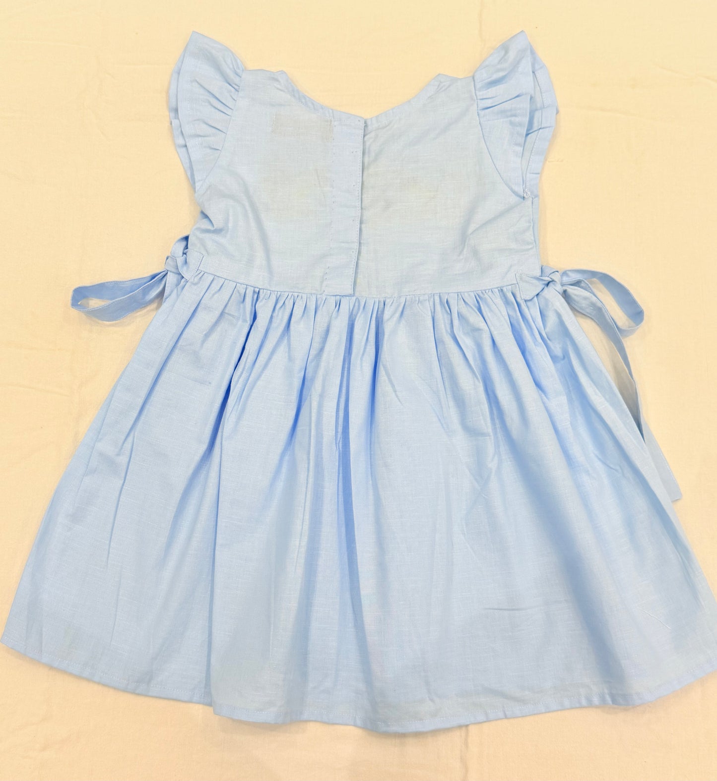 Sky Blue Embroidered Cotton Dress for Girls