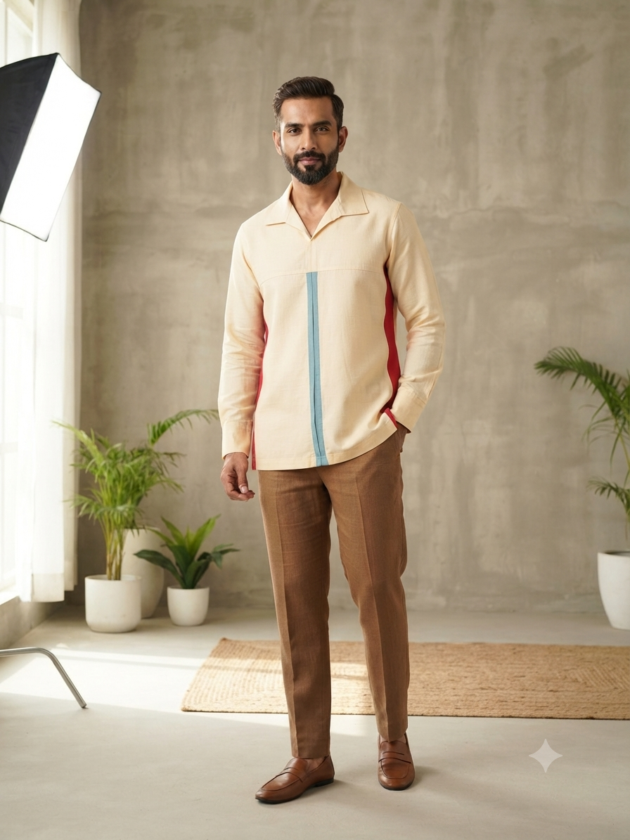 Colorblock Striped Short Kurta