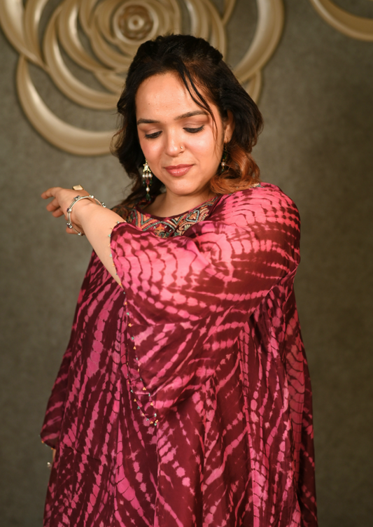 Maroon Printed Kurta Palazzo Co-ord Set
