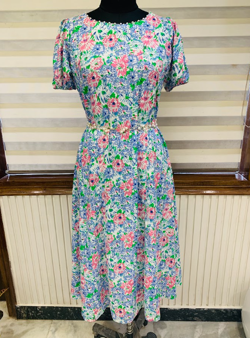 Floral Printed Fit & Flare Midi Dress