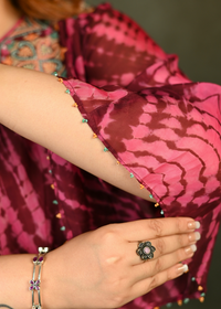 Maroon Chevron Print Ethnic Dress