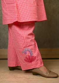 Elegant Pink Floral Embroidered Co-ord Set