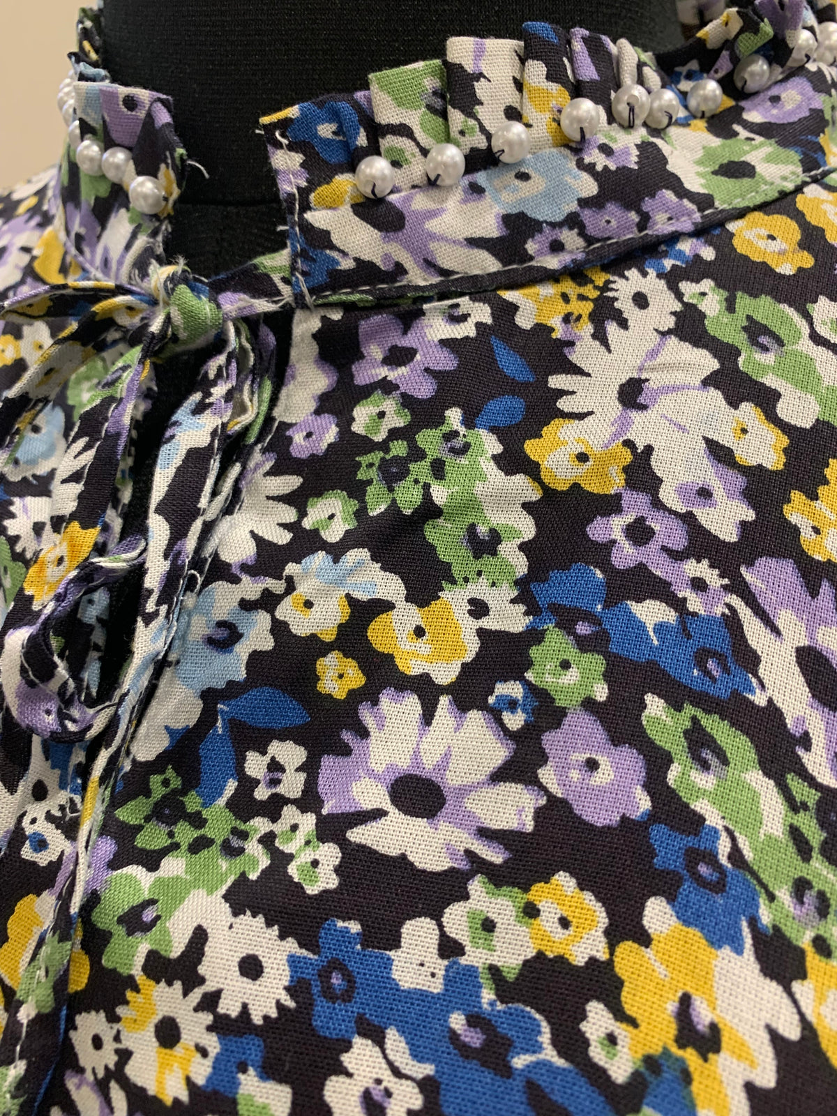 Navy Blue Floral Printed Peplum Top