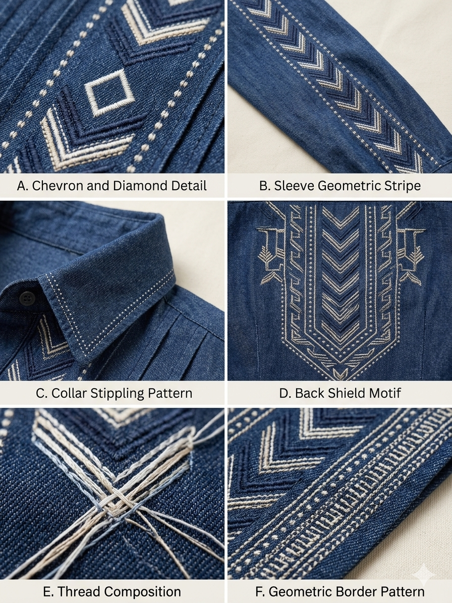 Blue Embroidered Denim Shirt
