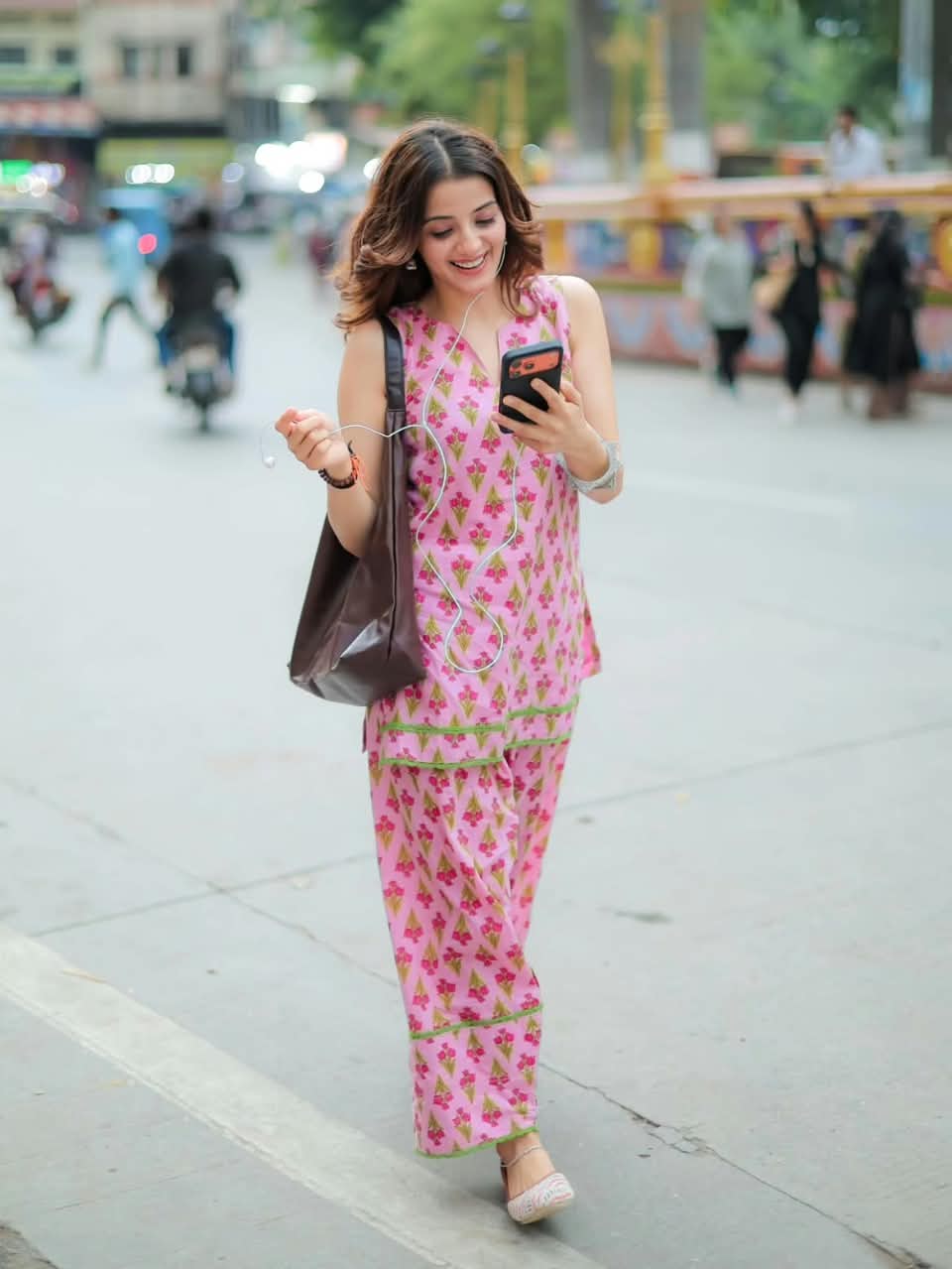 Pink Floral Printed Farshi Salwar Set