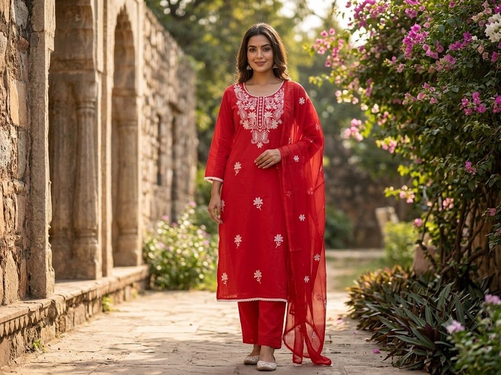 Embroidered Pure Cotton Suit Set