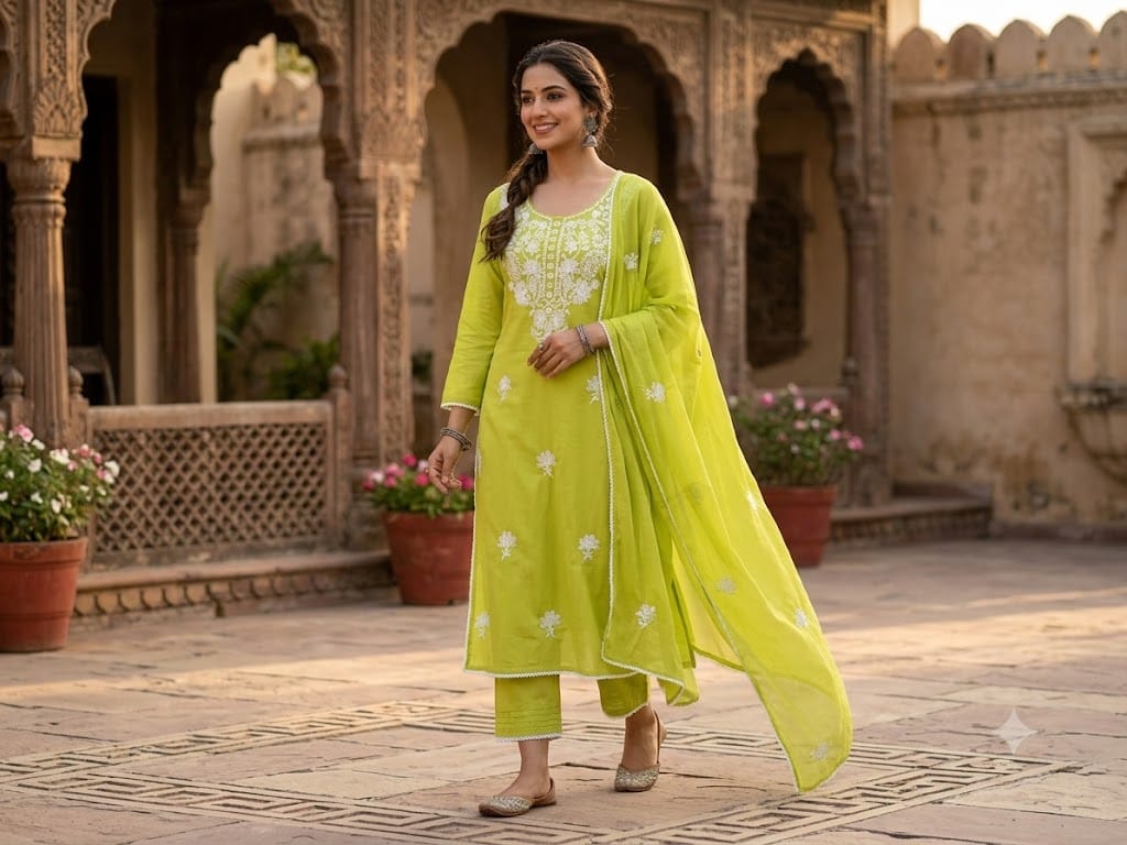 Embroidered Pure Cotton Suit Set