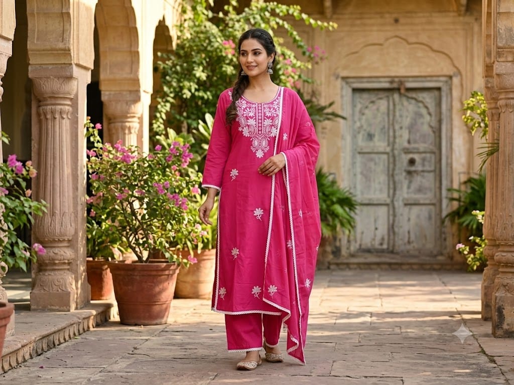 Embroidered Pure Cotton Suit Set