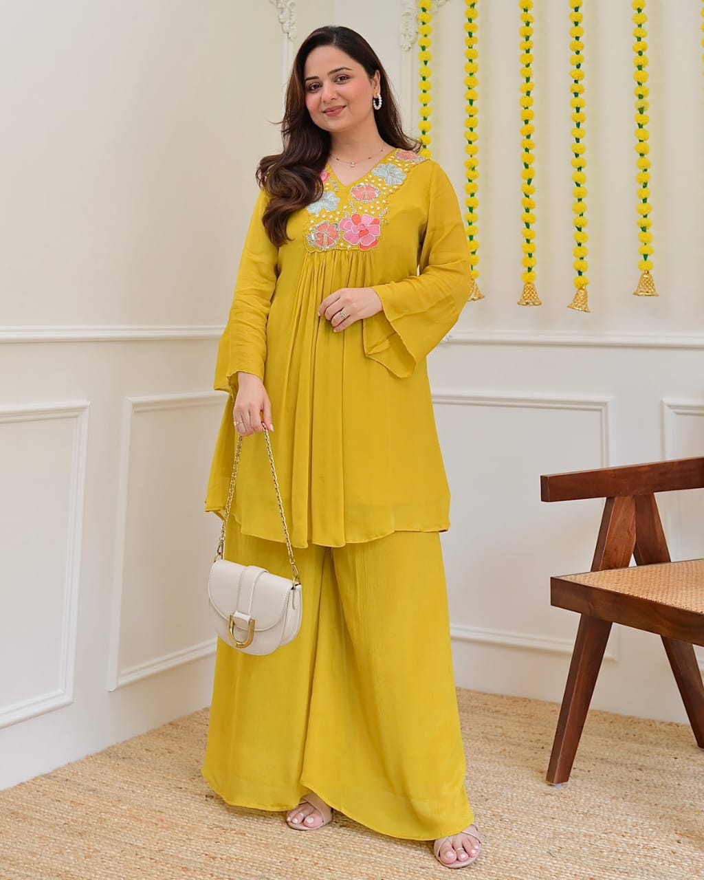 Vibrant Floral Embroidered Pure Cotton Kurta Set