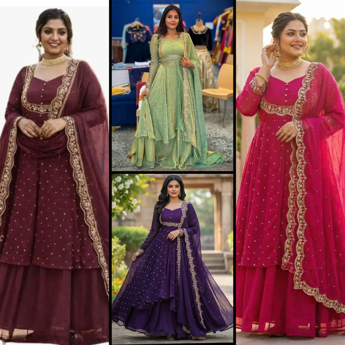 Glimmering Silk Cape Top in Radiant Colours Paired with a Skirt and Dupatta a Stand Out Ensemble