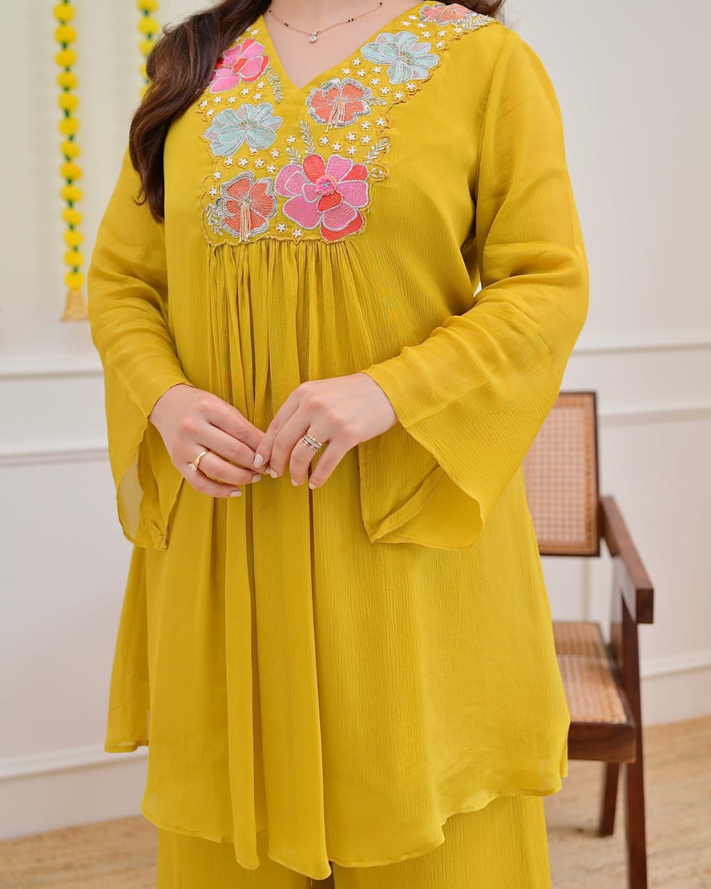Vibrant Floral Embroidered Pure Cotton Kurta Set