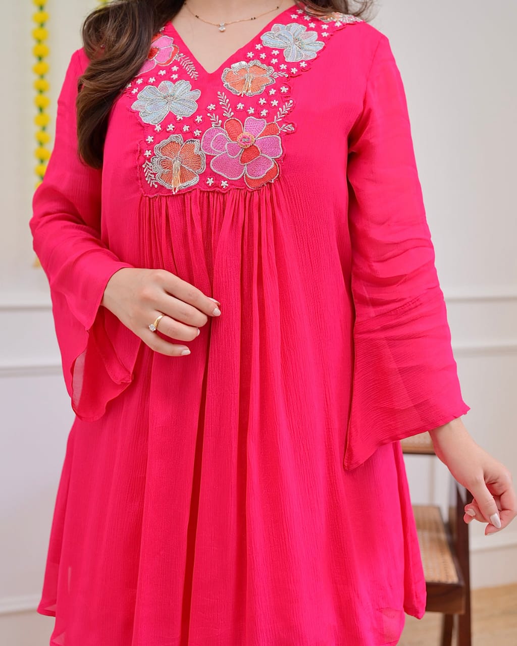 Vibrant Floral Embroidered Pure Cotton Kurta Set