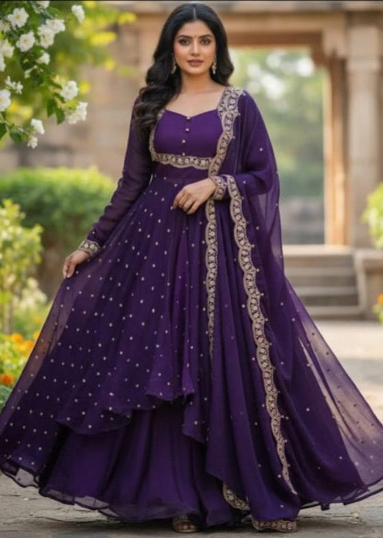 Glimmering Silk Cape Top in Radiant Colours Paired with a Skirt and Dupatta a Stand Out Ensemble