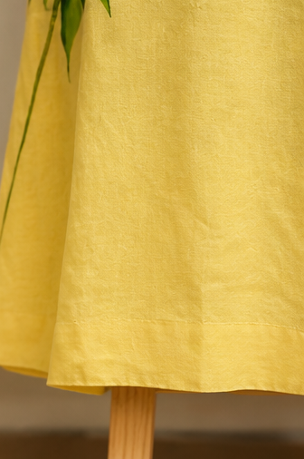Yellow Hand-Painted Sunflower A-Line Dress for Women